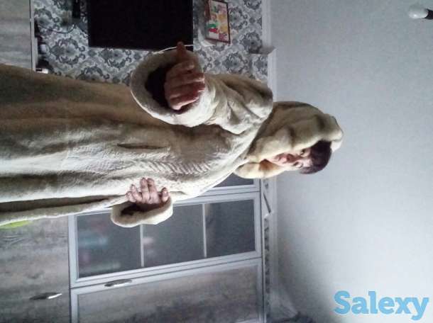 шуба бобер, белая 48-50 размер, теплая, капюшон норка, фотография 1