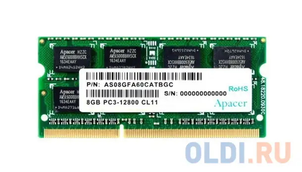 Оперативная память для ноутбука apacer ds.08g2k.kam so-dimm 8gb ddr3 1600 mhz, фотография 1
