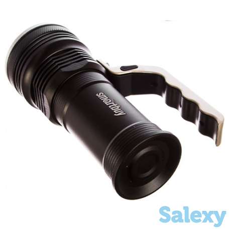 Аккумуляторный светодиодный фонарь smartbuy cree t6 10вт, металлический с ручкой, аккумулятором 2x18650, ip54, фотография 3