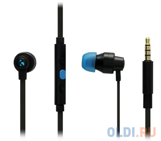 Игровая гарнитура проводная logitech g333 gaming earphones черный голубой 981-000924, фотография 1