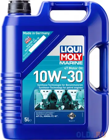 Нс-синтетическое моторное масло liquimoly marine 4t motor oil 10w30 5 л, фотография 1
