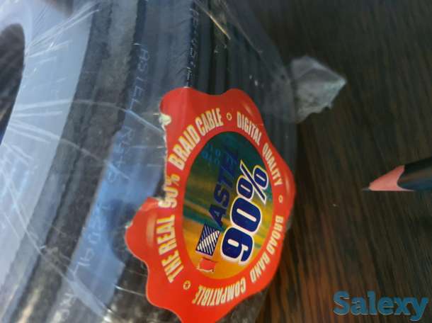 Кабель телевизионный для телевидения провод шнур RG-6, 92м черный, фотография 2