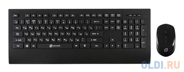 Клавиатура + мышь oklick 222m клав:черный мышь:черный usb беспроводная slim multimedia, фотография 1