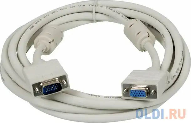 Кабель vga 3м ningbo cab015s-10f круглый серый, фотография 1