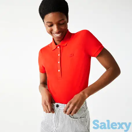 Женское поло lacoste slim fit из эластичного хлопка, фотография 1