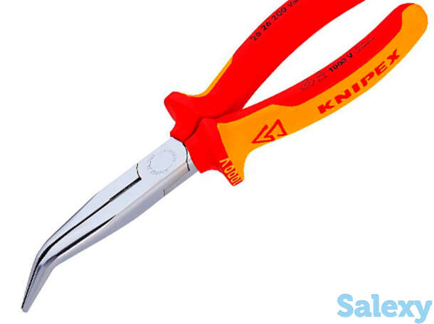 Длинногубцы с режущими кромками изогнутые 1000 v 200 мм knipex kn-2626200, фотография 1