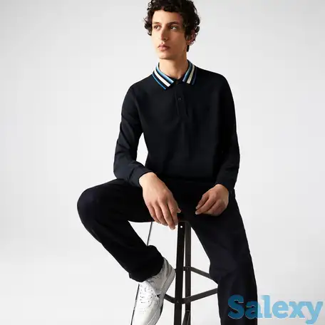 Мужская рубашка-поло lacoste regular fit из хлопка  с длинными рукавами, фотография 1