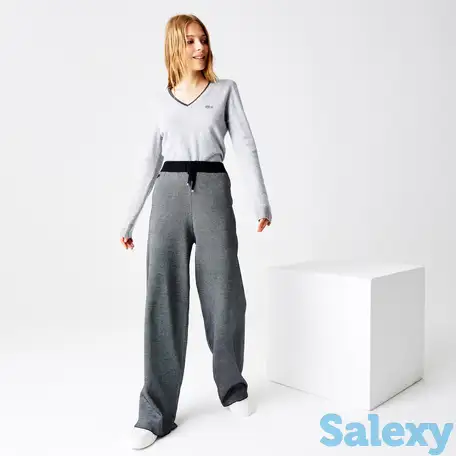 Женские свободные брюки - клёш lacoste на эластичном поясе, фотография 1