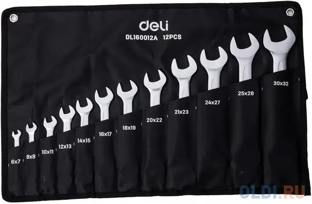 Набор двусторонних гаечных ключей 12 шт deli dl160012a спецификация: 6x7мм, 8x9мм,, фотография 1