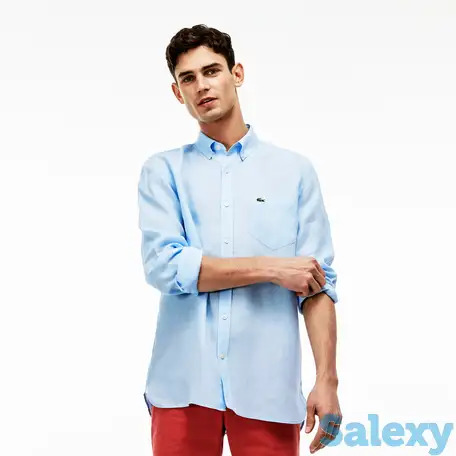 Мужская льнаная рубашка lacoste regular fit, фотография 1