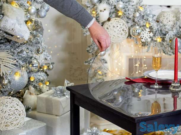 Скатерть Клеенка прозрачная, гибкое стекло, силиконовая 1.5 мм 120 см, фотография 4