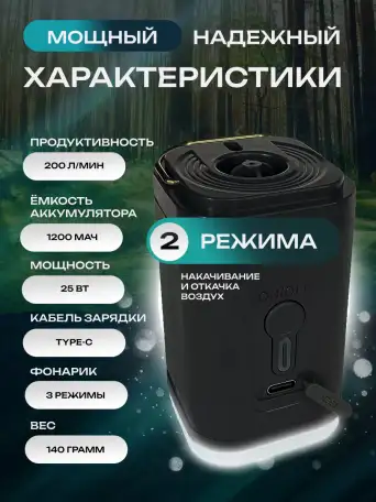 Беспроводной мини насос 4 в 1 универсальный скидка 45, фотография 5