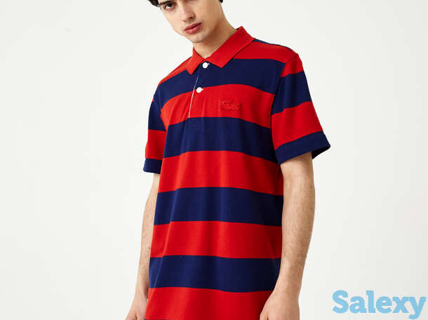 Мужская рубашка поло lacoste regular fit в полоску из хлопка, фотография 1