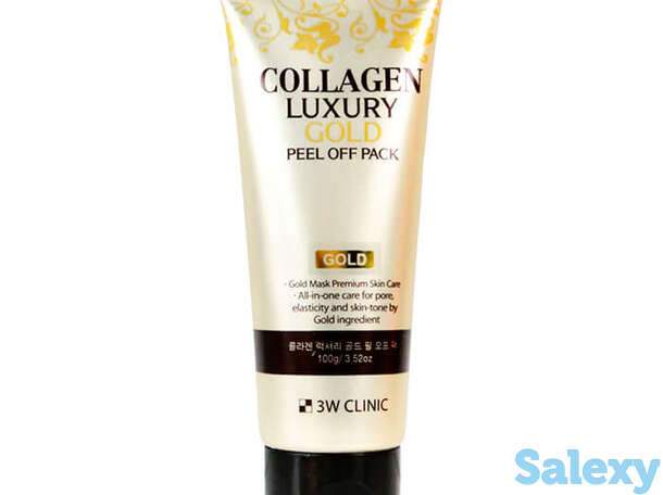 Маска-плёнка 3w clinic collagen & luxury gold peel off pack, фотография 1
