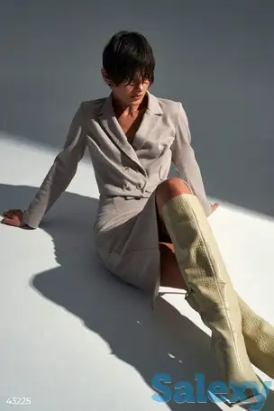 Укороченный пиджак в принт гусиная лапка, фотография 1