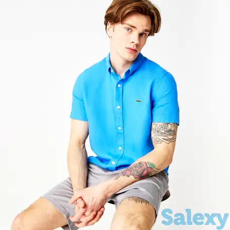 Мужская рубашка lacoste из льна slim fit, фотография 1