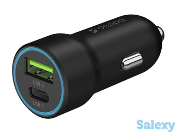 Автомобильное зарядное устройство deppa usb-c + usb a, pd 3.0, qc 3.0, 20w (11298). черный, фотография 1