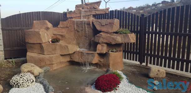 искусственный водопад, ландшафтный дизайн, скулптура, фонтан., фотография 2