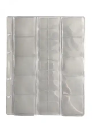 Лист для монет 200х250 мм., скользящий на 28 ячеек, комбинированный 5 шт., фотография 1