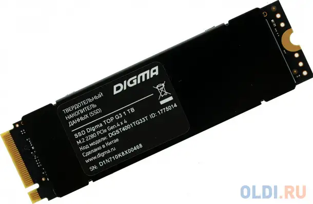 Ssd накопитель digma top g3 1 tb pci-e 4.0 х4, фотография 1