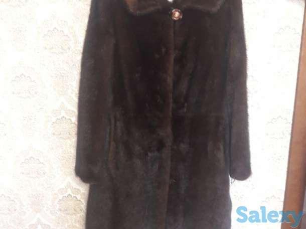 Норковая очень теплая шуба размер 42-44 с уютным капюшоном, карманами, кулиской по талии в хорошем состоянии., фотография 1