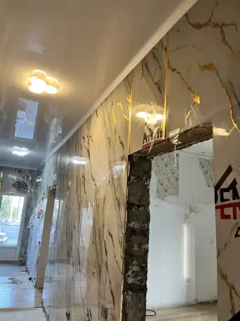 Установка гибкого мрамора, бамбуковых панелей, шпон панелей и мдф панелей  Тв зон Прихожих  Кухонных фартуков Проработка, фотография 3