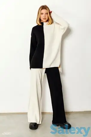 Черно-белый oversize костюм с широкими брюками, фотография 1