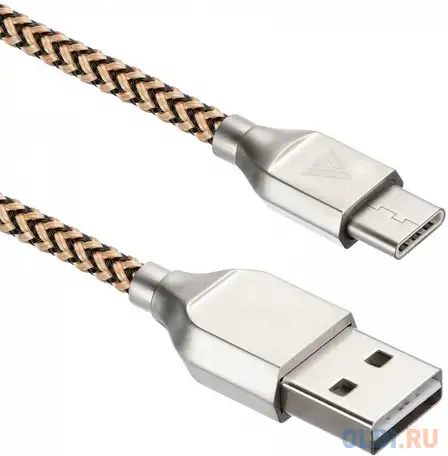 Кабель type-c 1м acd acd-u927-c2y круглый черный/желтый, фотография 1