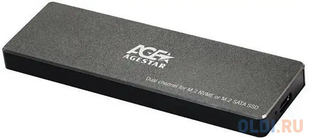 Внешний корпус ssd agestar 31ubvs6c nvme/sata алюминий черный m2 2280 м, фотография 1