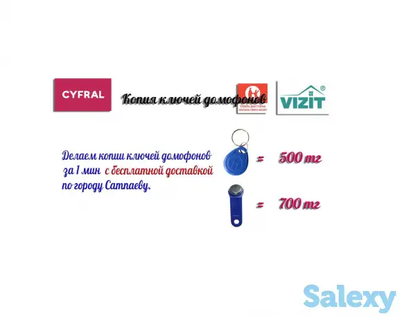 Копия домофонных ключей Vizit и Cyfral, фотография 1