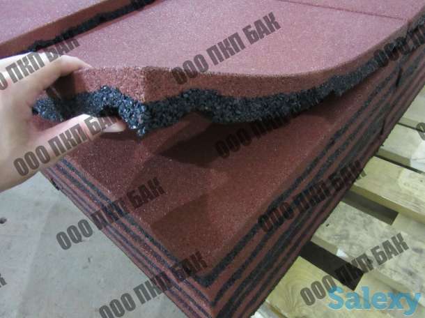 Плитка из резиновой крошки 500х500х30 цвет терракотовый, фотография 2