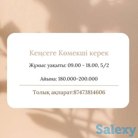 Кеңсе жұмысына Көмекші керек, фотография 1