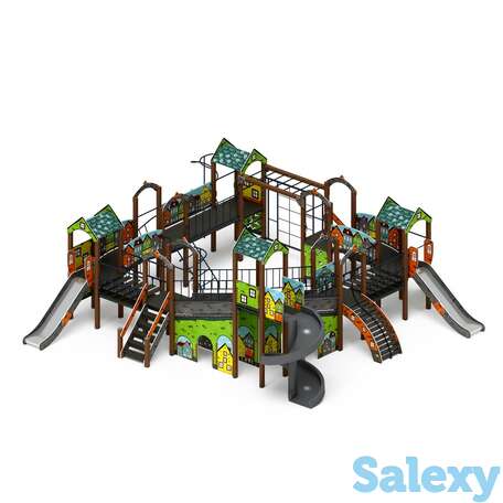 Детский игровой комплекс «остров детства (город) (винтовой скат)» дик 2.01.8.02-11 н=1200,, фотография 1