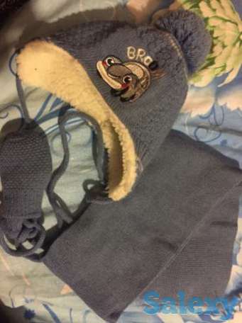 Зимняя шапка с шарфом и варежками, фотография 1