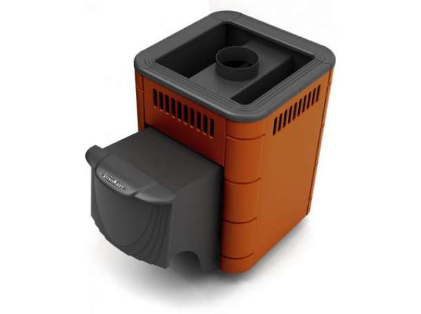 Дровяная банная печь Оса Carbon с дверцей антрацит, терракота., фотография 1