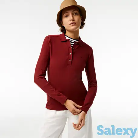 Женская приталенная рубашка-поло lacoste из эластичного хлопка, фотография 1