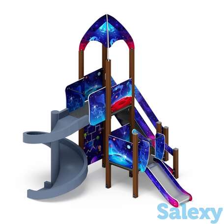 Детский игровой комплекс «космопорт (космос) (винтовой скат)» дик 2.14.04-12 н=750, h=2000, фотография 1