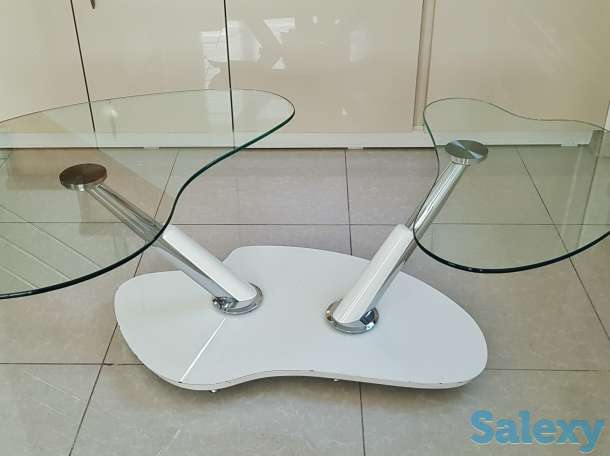Продам журнальный столик стеклянный - оригинальный трасформер 2-х секционный, стиль модерн., фотография 3