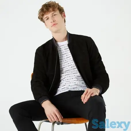 Мужская кожаная куртка lacoste на молнии, фотография 1