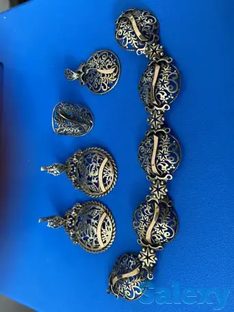 Продам набор украшений серебро с золотом и серебро(янтарь), фотография 1