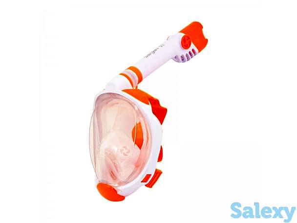 Маска подводная полнолицевая sargan галактика премиум десткая белая/оранжевая, фотография 1