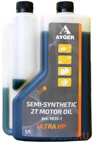 Ayger масло моторное для 2-тактных двигателей полусинтетическое api tc 1л (дозаторная, фотография 1