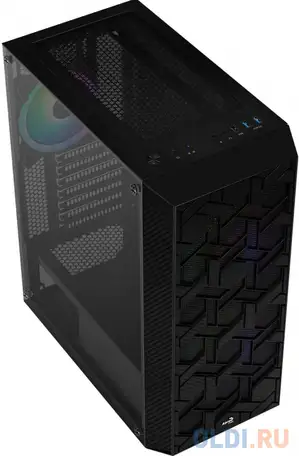 Корпус atx aerocool hive-g-bk-v2 без бп чёрный, фотография 1