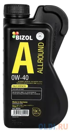 85520 bizol синт. мот.масло allround 0w-40 sn a3/b4 (1л), фотография 1