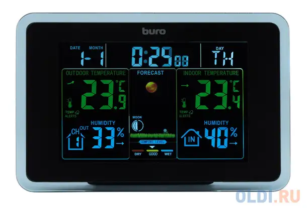 Погодная станция buro bu-wsh168-color черный, фотография 1