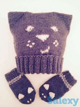 Демисезонные шапочка и варежки от 1,5 года до 3 лет, фотография 1