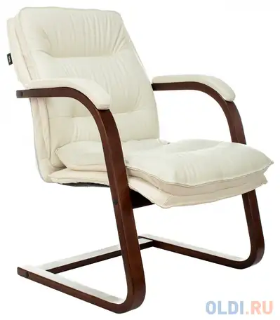 Кресло бюрократ t-9927walnut-av слоновая кость кожа полозья дерево, фотография 1