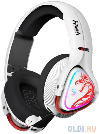 Наушники с микрофоном a4tech bloody mr720 белый/красный мониторные bt/radio оголовье (mr720, фотография 1