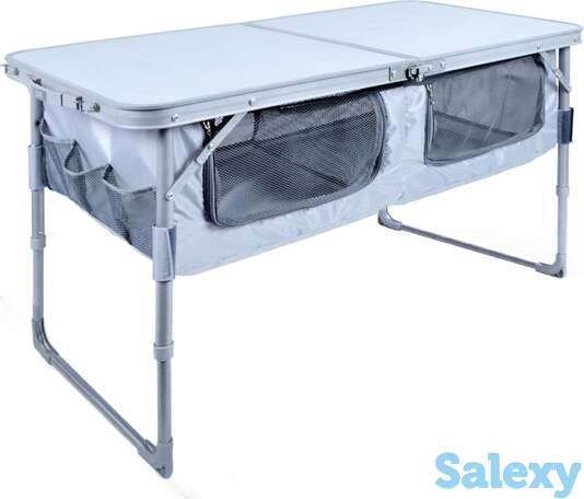 Стол ника сст-3п/1 с полкой металик, фотография 1