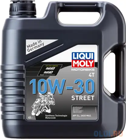 Нс-синтетическое моторное масло liquimoly motorbike 4t street 10w30 4 л 1688, фотография 1